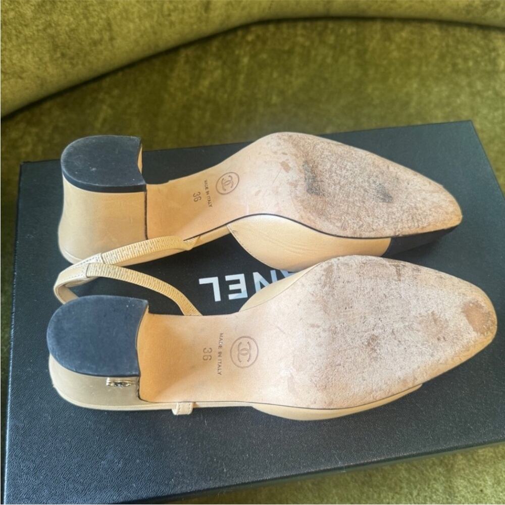 CHANEL Slingback cap toe heels shoes pumps 36 - Picture 8 of 10